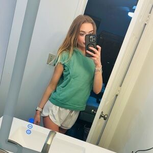 👑 Super Cute Zella Green Sleeveless Hoodie